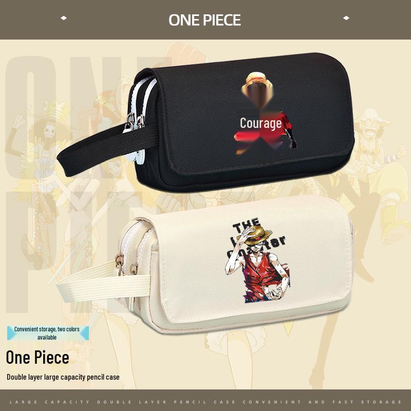 One Piece Large Capacity Pencil Case - Luffy, Zoro, Ace, Law, Sanji Japanese Style Student Stationery Bag