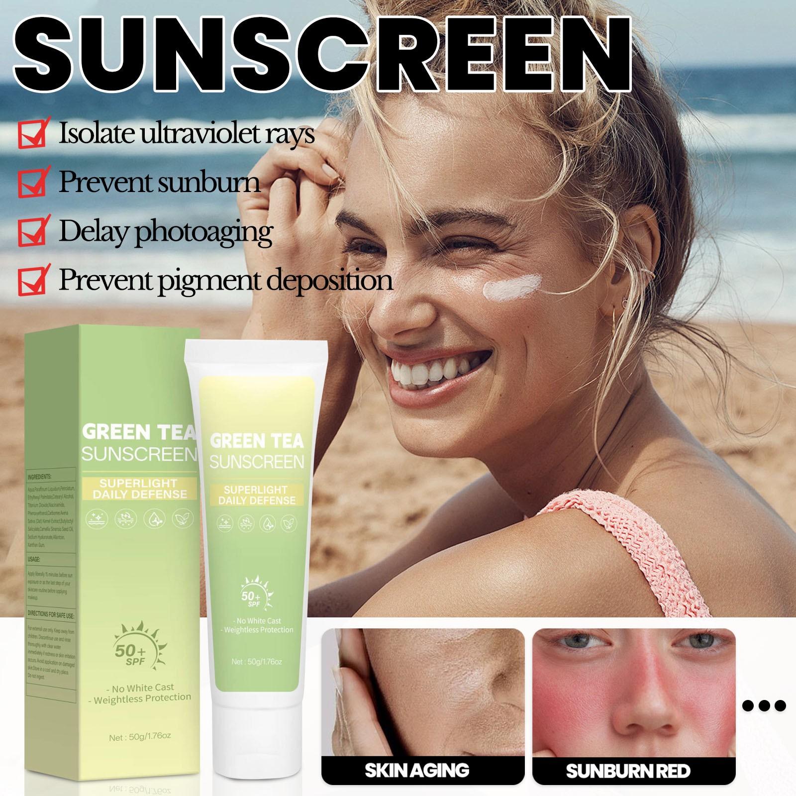 

Защитный крем с зеленым чаем Мягкий увлажняющий солнцезащитный крем Успокаивающий One Size зелёный