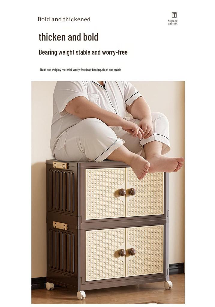 Vintage-Style Double Door Folding Storage Cabinet for Clothes