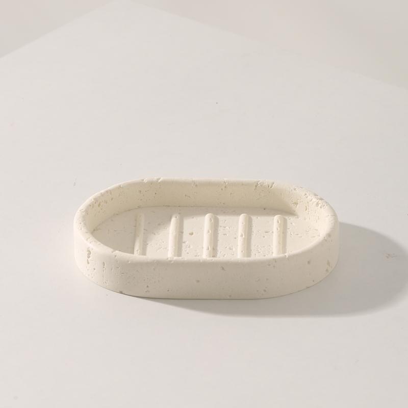 Bathroom, Off White Perforated Limestone Tray, Soap Dispenser, Toothbrush Holder, Cup, Soap Box, Natural Marble Decoration