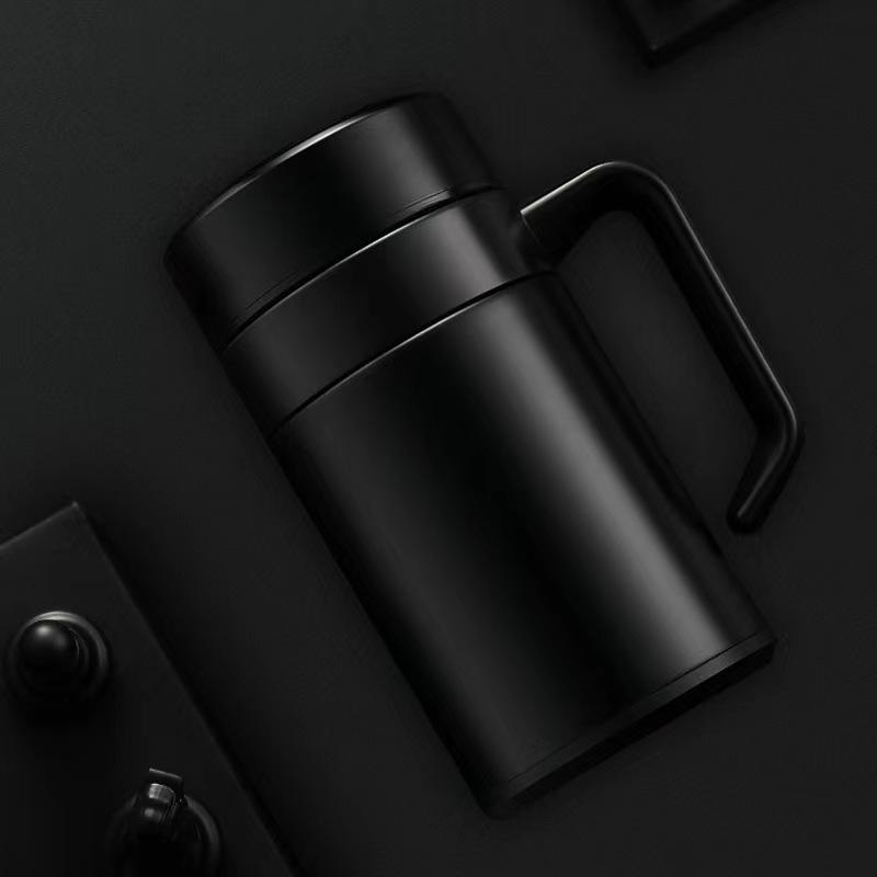 

Термос чашка з нержавіючої сталі 304, офісна чашка для ділових чоловіків, великої місткості, для розділення чаю, чайна чашка з ручкою 400ML чорний