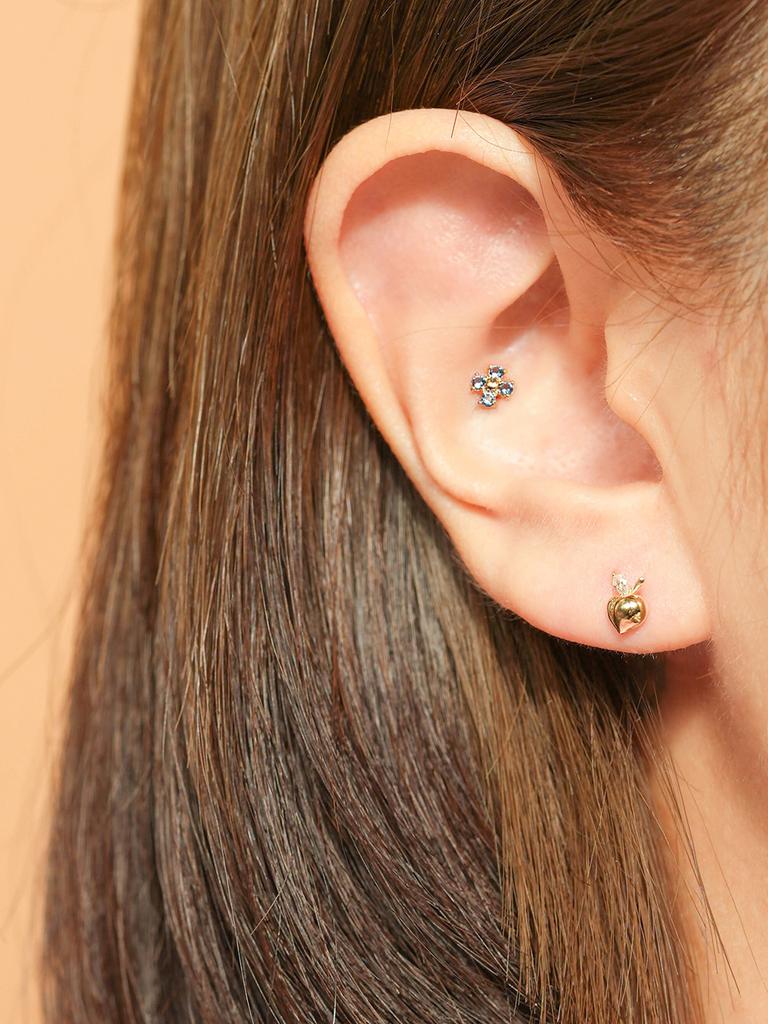 Minimalpiercing 14K Grand Bleu Flower Piercing Earrings