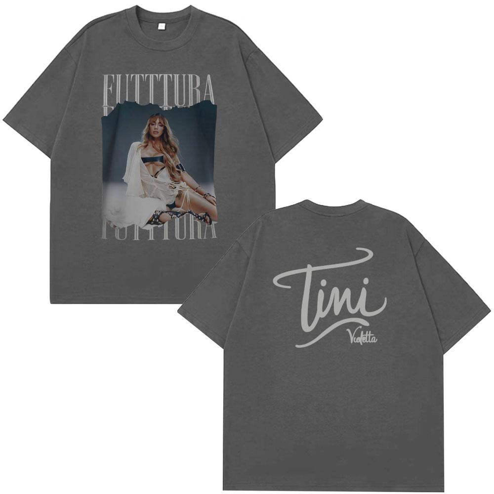 Singer Tini Stoessel Futtura Tour 2026 Tshirt Unisex Women Fashion Aesthetic Tshirt Shortsleeved Loose Casual Oversized Tshirts