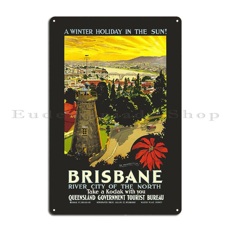 

Brisbane Australia Poster Metal Sign Wall Mural Iron Mural Cinema Wall Plaque Tin Sign Poster 20x30cm（7.8x11.8inch）