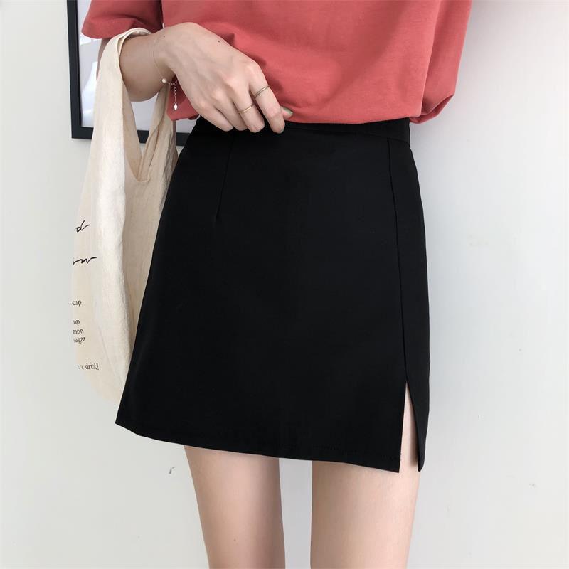 Women's Sexy Skirt Short Solid Zipper Split A-line Skirts Mini Skirt