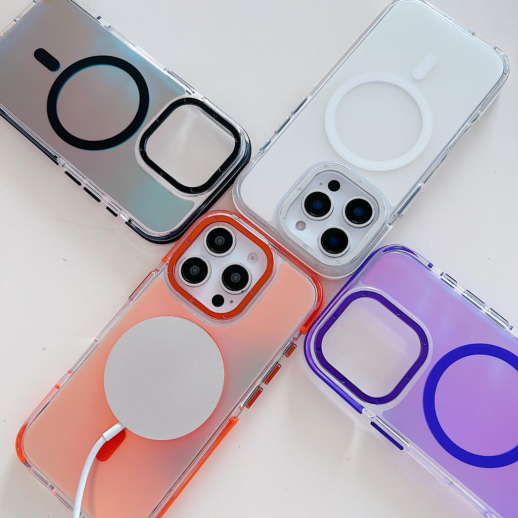 For iPhone 16 Pro Case Compatible with MagSafe Color Changing TPU Acrylic Phone Back Cover