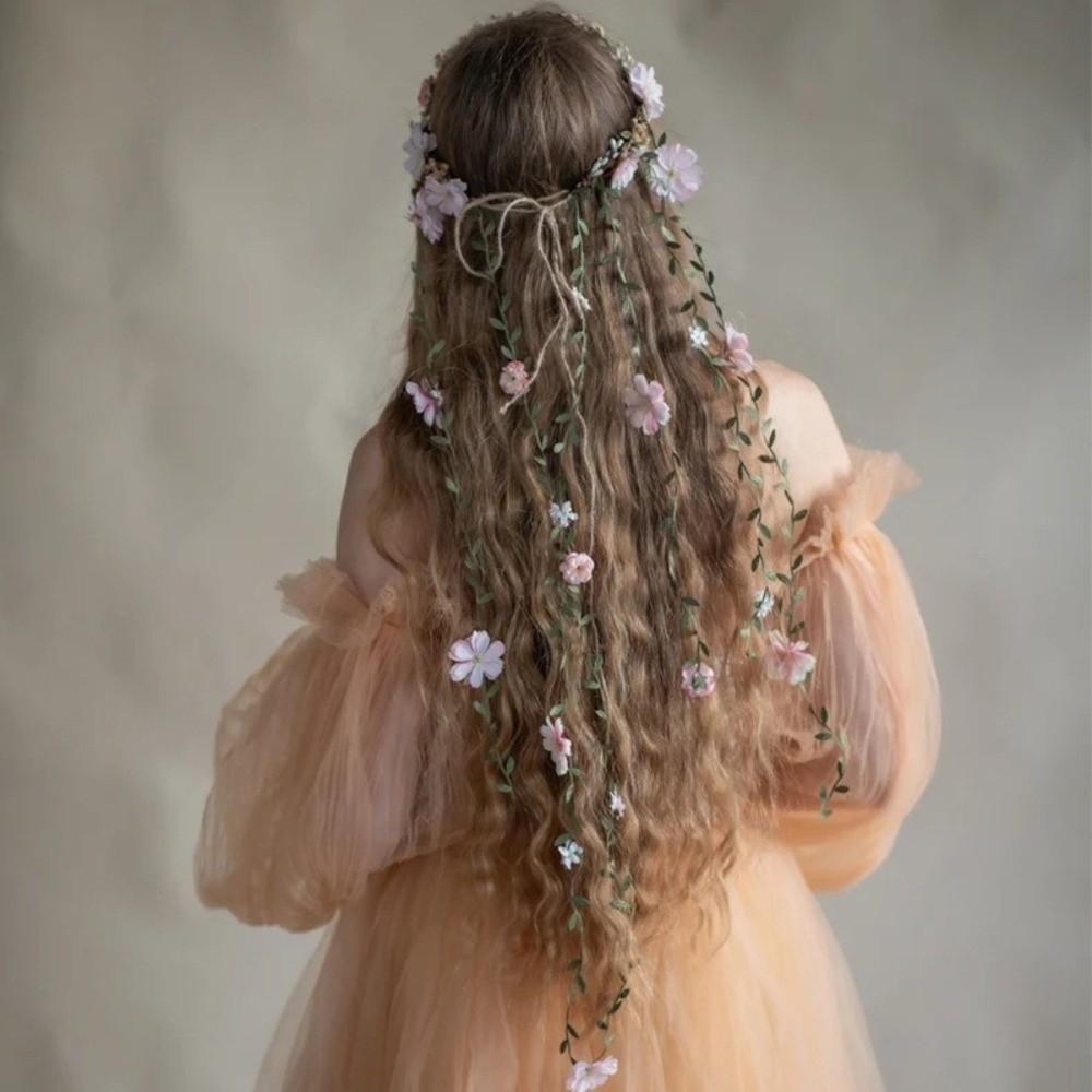 White Floral Garland Simulation Flower Bridal Crown Hair Accessories Flower Headband  Girls