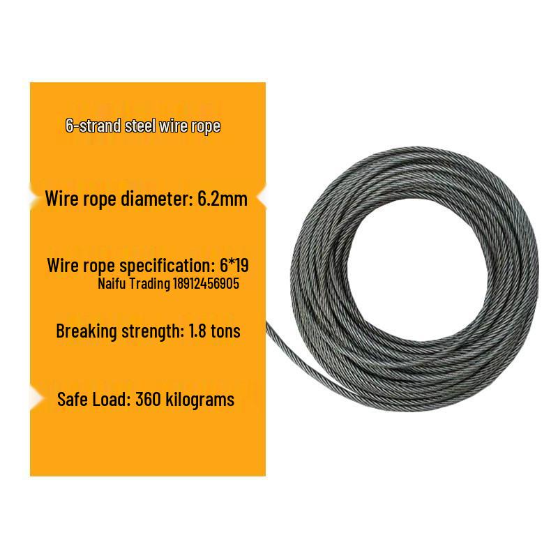 6-Strand Steel Wire Rope with Fiber Core for Electric Hoists and Tower Cranes