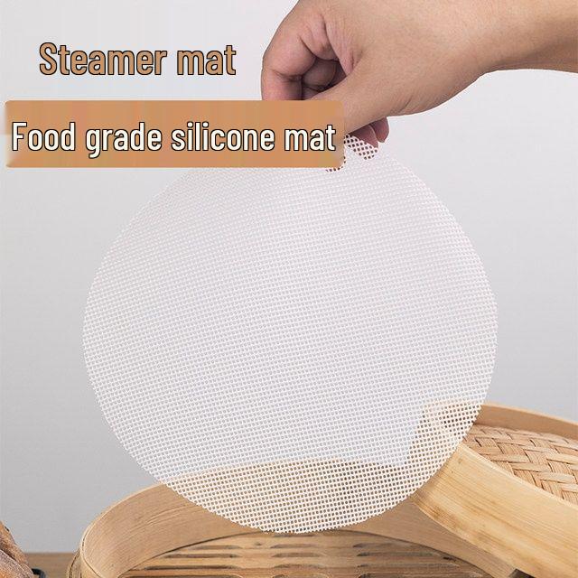 Round Non-stick Silicone Steamer Basket & Baozi Mat for Pot Steaming. Round 28 cm