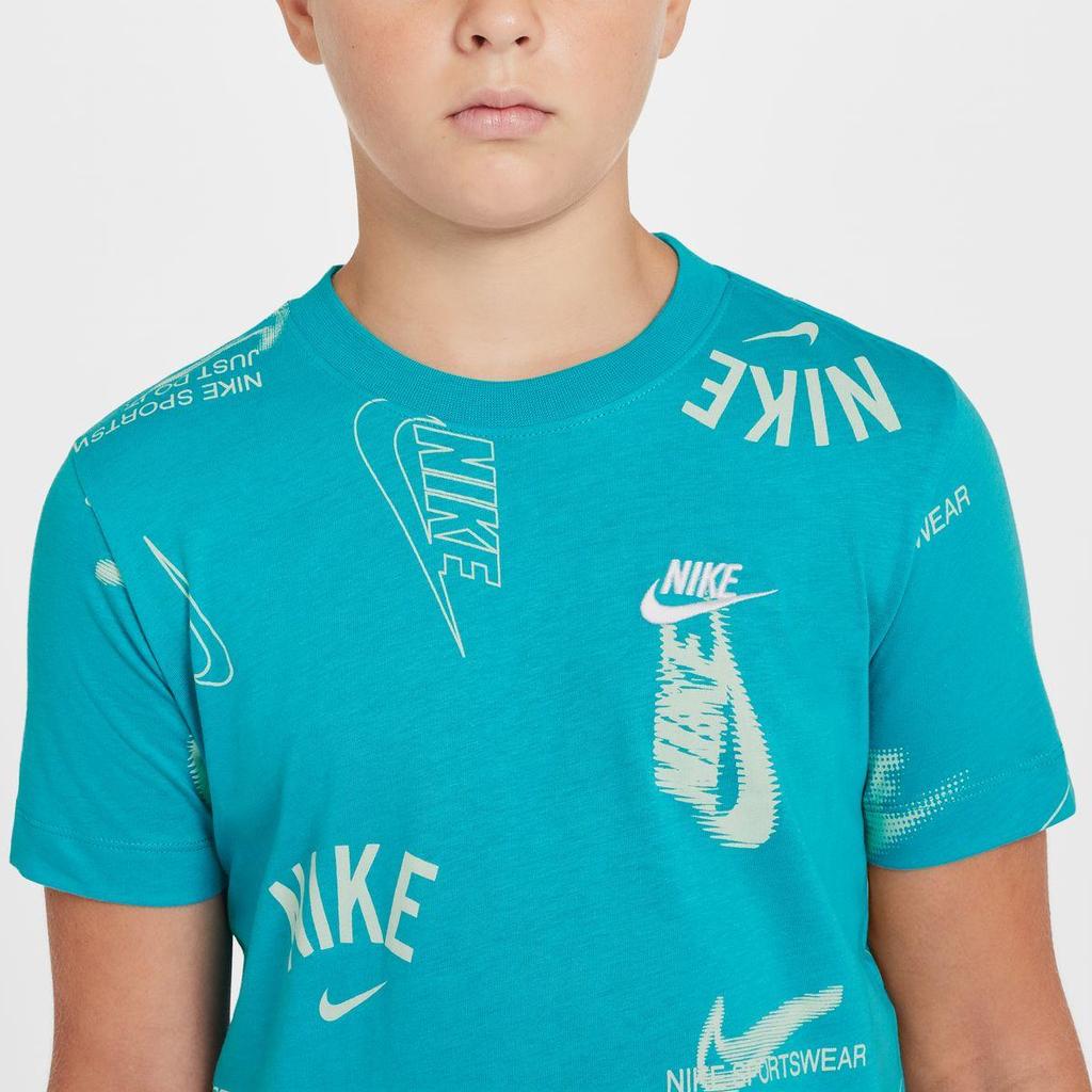 Nike T-Shirt Ss25 Comfortable Sports Casual Crew Neck Short Sleeve Kids Tops Blue HQ9292-345