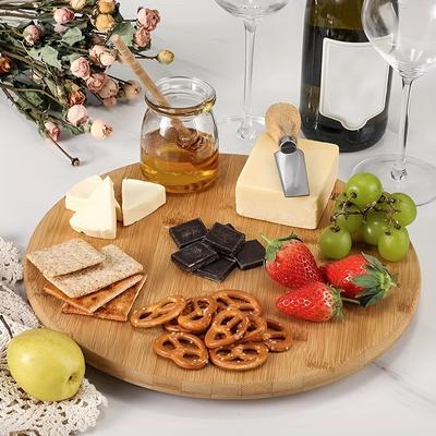Wood Tray Rotating Food Seasoning Organizer Wooden Turntable Holder Dish Cabinet Jar Plates Condiment Round Tray