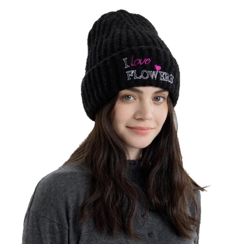 E letter thickened knitted hat men's and women's autumn and winter versatile windproof wool hat indoor and outdoor ear protector pullover hat