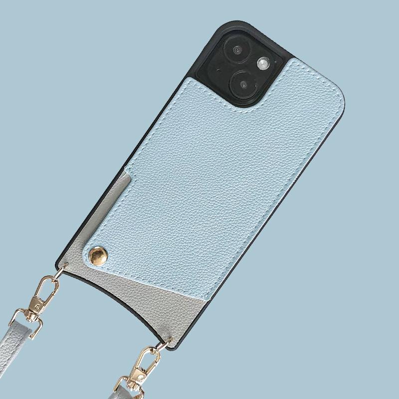 Crossbody Lanyard Leather Case for Apple 16 Pro Max - Fishtail Design, Anti-Fall Protection