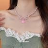 Bow Star Pearl Beaded Pendant Necklace Fresh Sweet Collarbone Chain ins Niche Neck Chain Women