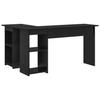 Desk with Shelf Black Oak Effect 142 X 102 X 73 Cm
