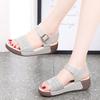 Women Beige Wedge Chunky Sandals Casual Brown Height Increase Platform Sandals for Mother Over Sized