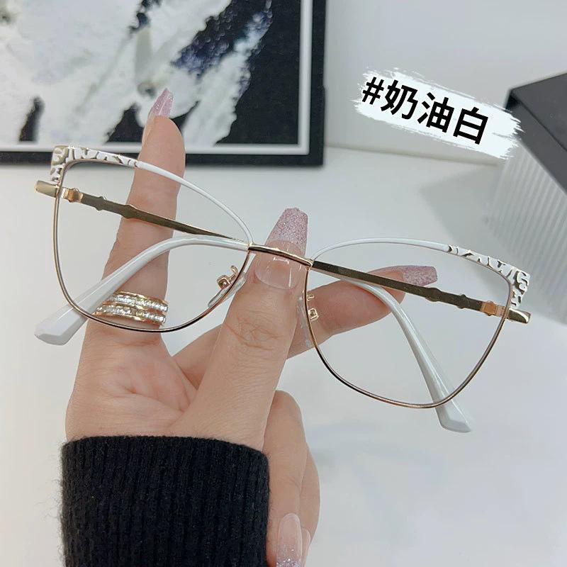 Color-Changing Anti-Blue Light Glasses Cat Eye Frame Sunglasses Women'S Personalized Metal Frame Sunglasses