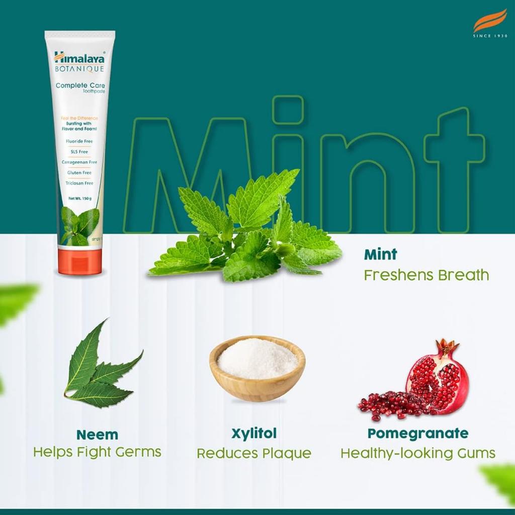 Himalaya Simply Mint Toothpaste 150g - Fluoride Free & SLS Free - Vegan Natural Fresh Breath & Plaque Protection