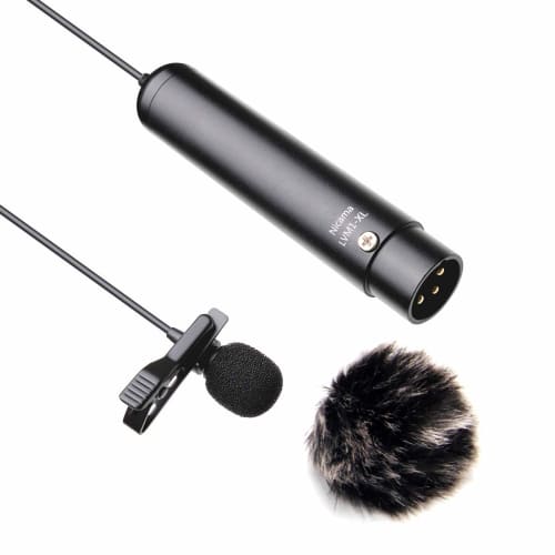 Nicama XLR Pin Microphone LVM1-XL Phantom Power Omnidirectional Clip-on Condenser Microphone for Canon, Sony, Panasonic, Zoom H4n, H5, H6 Camcorders,