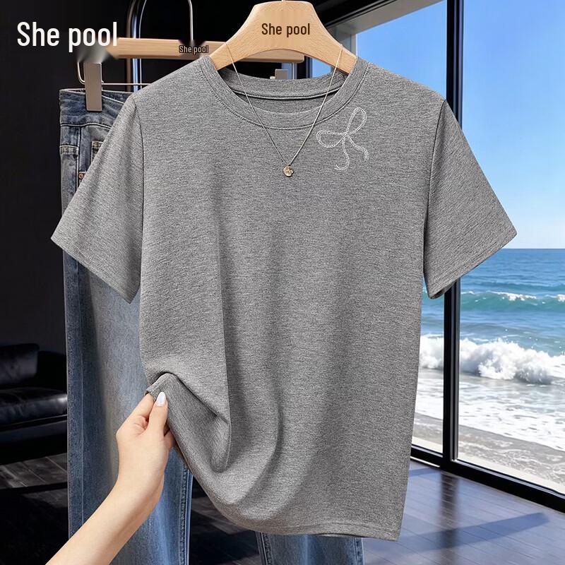 Women s Butterfly Rhinestone Short Sleeve T-Shirt One Size