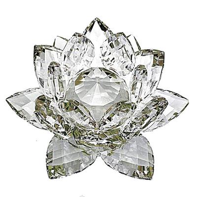 Kristallglas Kristallkugel Lotus Sonnenfänger Feng Shui Glück Glücksbringer Innenraum Prisma Buddhistischer Altar Gegenstand Geschenk Präsent (Klar 14cm)
