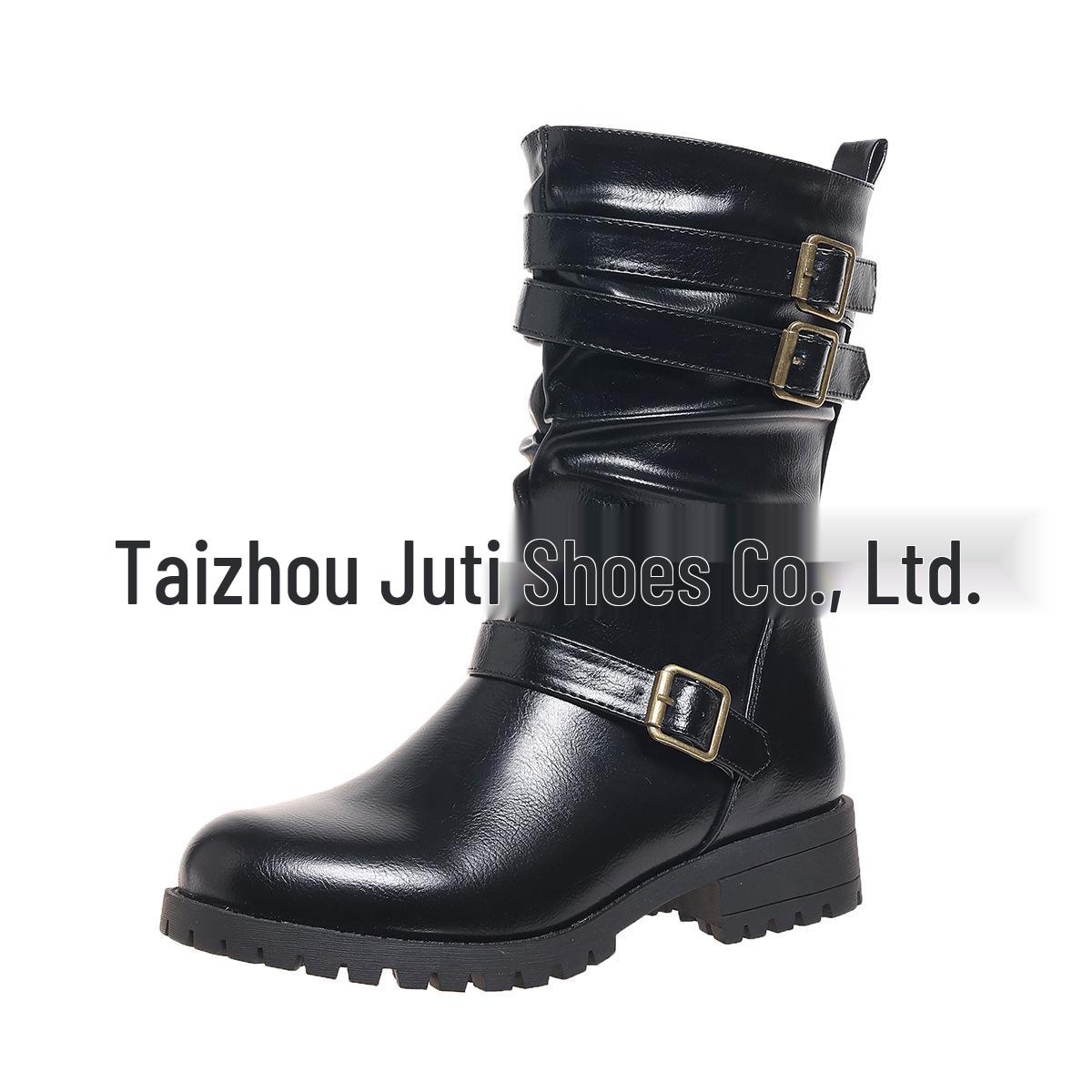 Juti 2024 Women s Plus Size Low-Top Side Zip Leather Boots - Autumn/Winter Collection US Size 5 фиолетовый