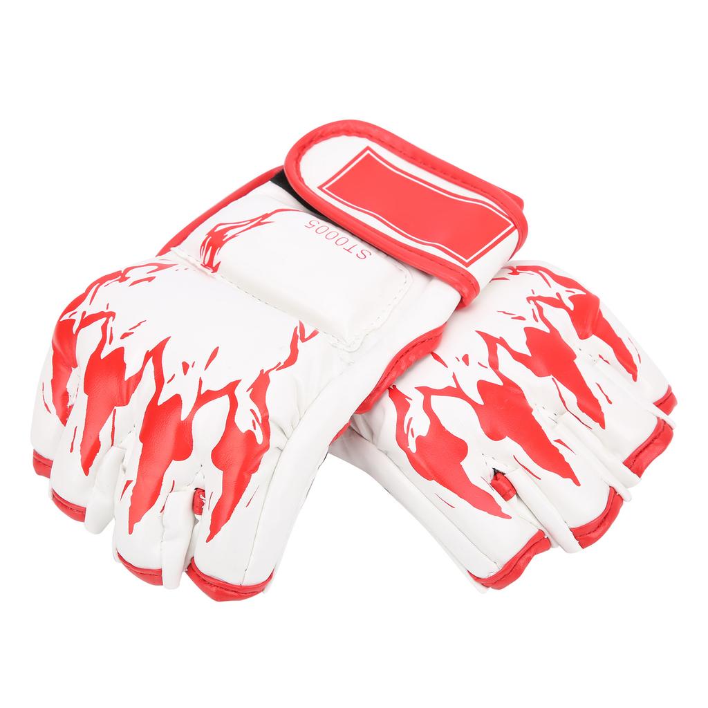 Professional MMA Fingerless Gloves PU Leather Punching Bag Sanda Boxing GlovesWhite Bottom Red Claw