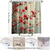 1Pc Floral Natureinspired Shower Curtain With Cherry Blossom Print For Aesthetic Ambiance In Your Bathroom Decor Polyester Fabri