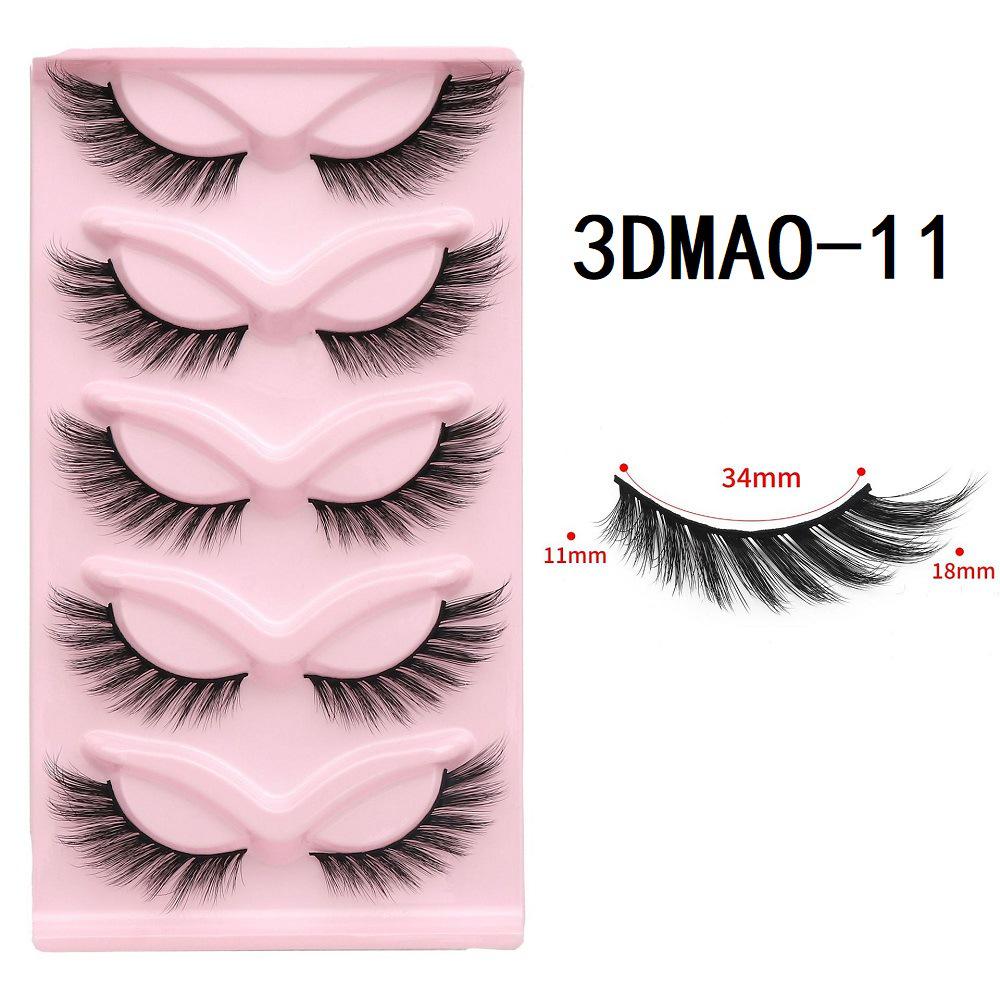 3D Cat Eye False Eyelashes - Dense Tail Lengthening Style, Pack of 5 Pairs