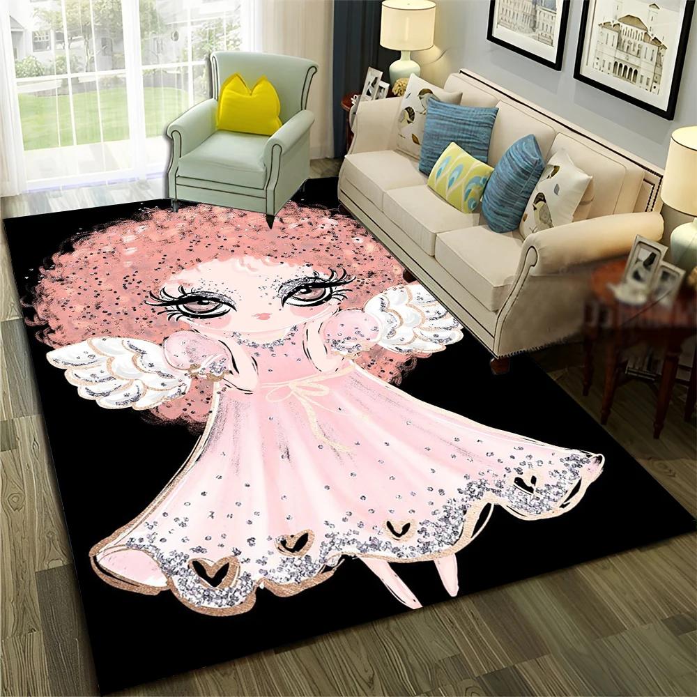 3D Cute Ballet Girl Ballerina Fairy Cartoon Carpet Rug for Home Living Room Bedroom Sofa Doormat Decor,Child Non-slip Floor Mat