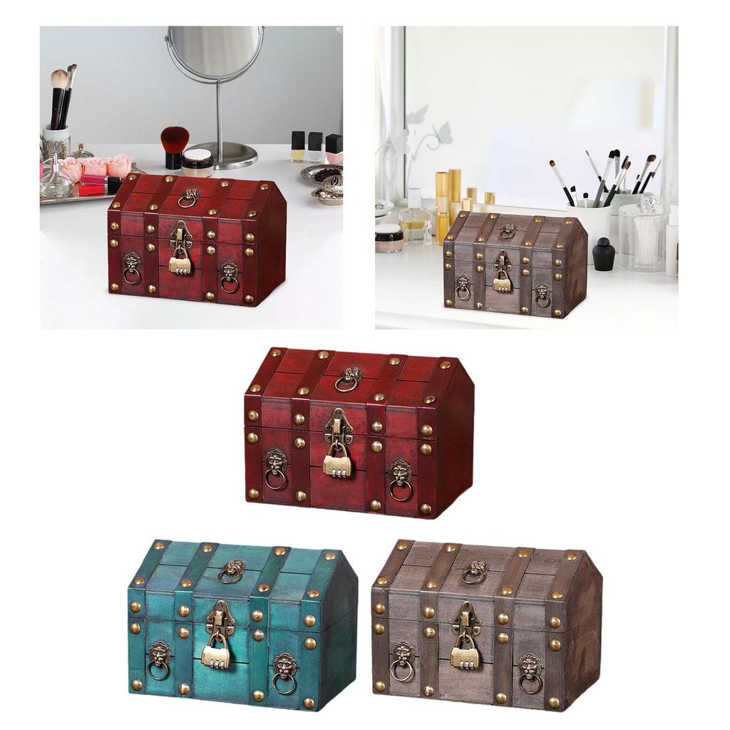 with Password Lock Made of Wood, Unique Jewelry Box in Antique Design for Women,