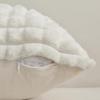Winter New Imitation Rabbit Fur Pillow Cover Solid Color Grid Splicing Jacquard Plush Square Cushion Cover White Soft Pillowcase