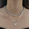 SE ME Collana con Ciondolo Farfalla Colore Argento Vintage per Donna Uomo Collane Catena Cubana Hip Hop di Tendenza Gioielli Accessori Regalo