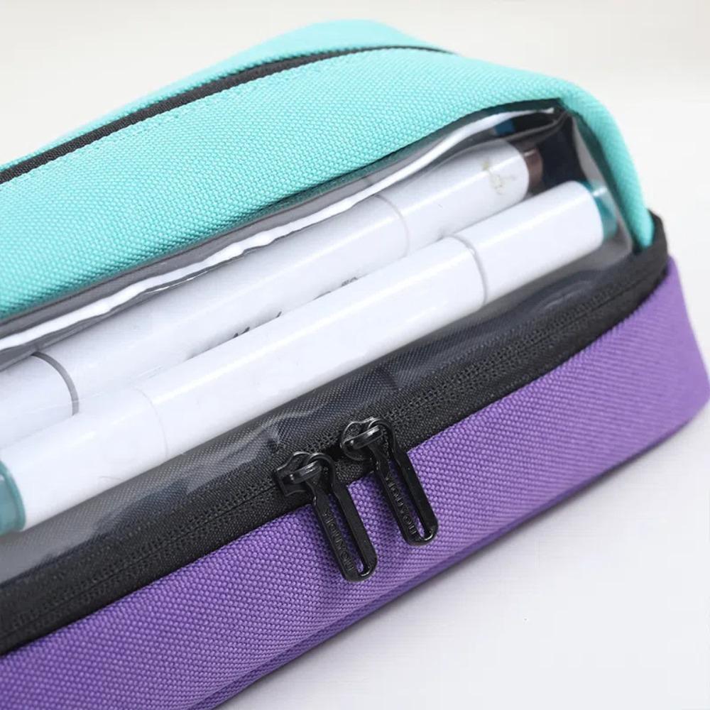 Canvas Stationery Bag Multi Layer Makeup Storage Bag Fashion Pencil Case  Student Writing