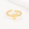 Adjustable 18K Gold Bubble Beaded Open Ring with 26 Alphabet Options