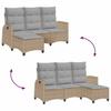 Garden Sofa with Reclining Function L Shaped Beige Poly Rattan