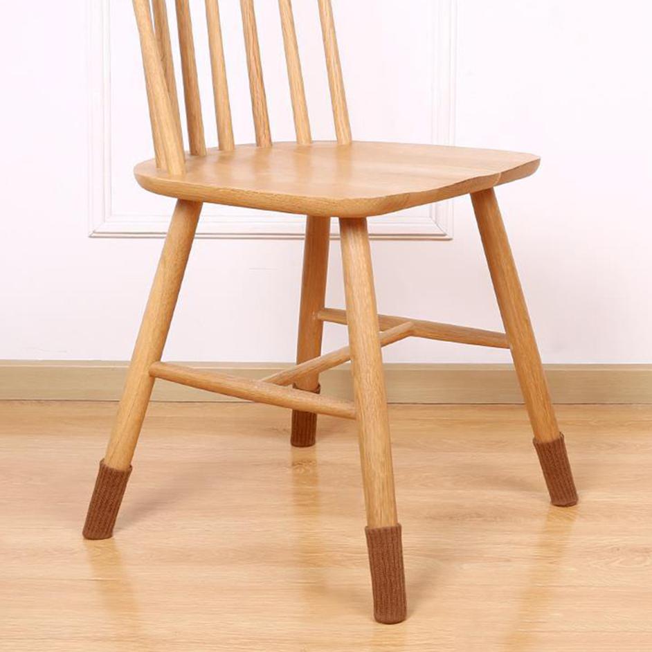 Set of 24 Ribbed Texture Chair Leg Socks with Anti-Slip Pads for Floor Protection