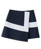 MAYOL Contrast Cotton Blend Wrap Skirt_Navy