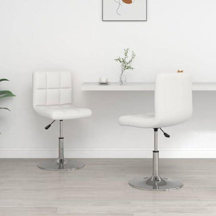 Chaises de Salle à Manger - VIDAXL - Lot de 2 - Similicuir Blanc - Réglables en Hauteur - Design Contemporain