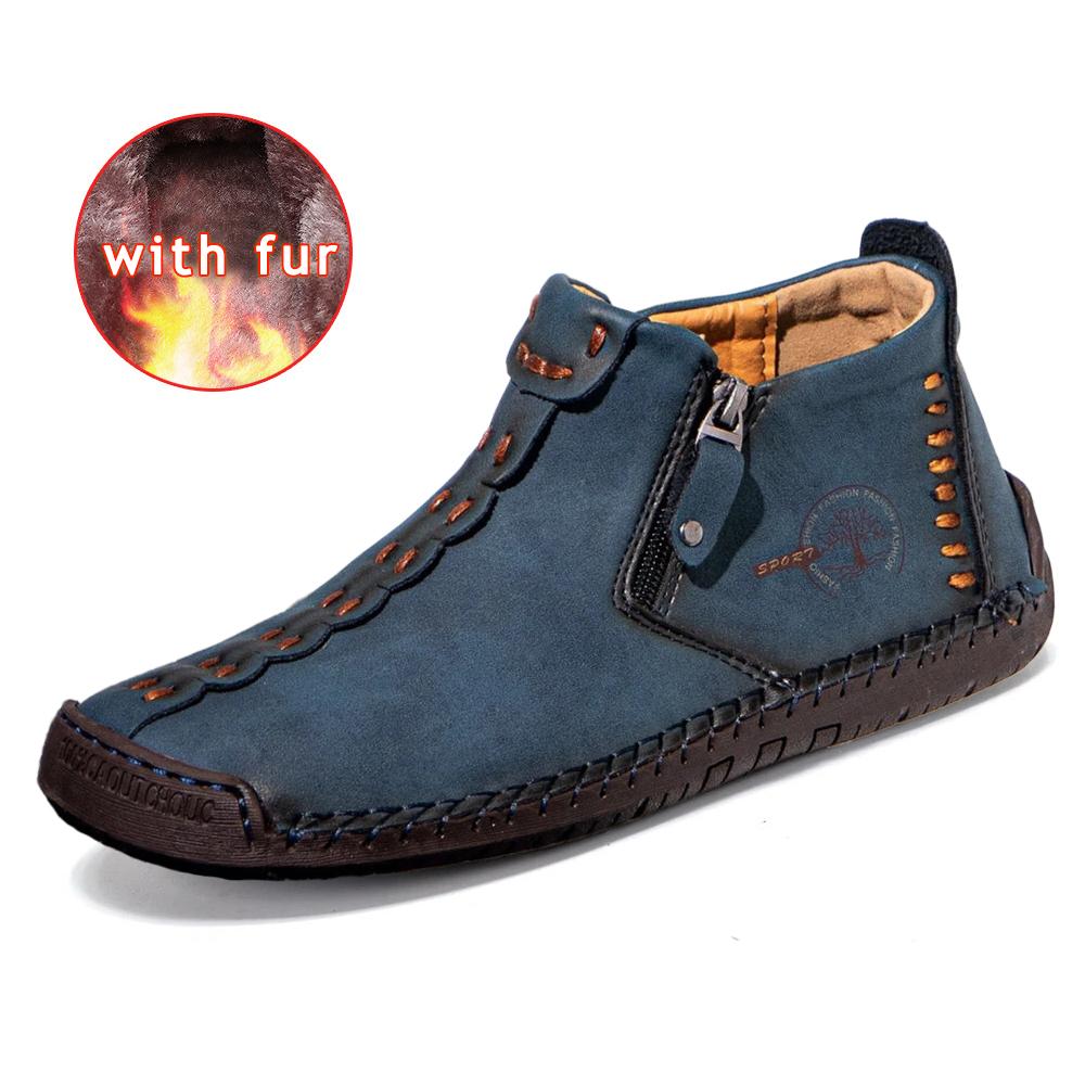 Autumn Men Boots Handmade Casual Ankle Boots For Man Winter Boot With Fur Keep Warm Shoes Male Hombres Botas Botte Hommes