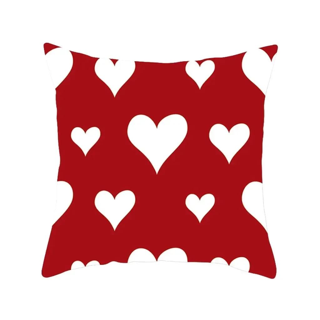 Funda de Almohada Decoración del Hogar de Lujo Patrón de Estampado de Amor Rojo Funda de Cojín Funda de Cojín para Sofá de Sala de Estar