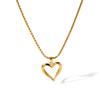 Fashion Hollow-Out Heart Pendant Necklace For Women Stainless Steel Chain Jewelry Fade-Resistant Elegant Gift