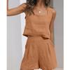 Women's 2-piece Casual Fashion Suit  Linen Shorts Sleeveless Top Vest
