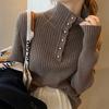 Good Fabric Semi High Neck Sweater for Women's Autumn Winter Base Knit Sweater Loose Top for Outwear