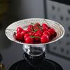Creative Silver Fruits Bowl Storage Tray Transparent Glass Base Plates Hotel Restaurant Fruit Plate Kitchen Dessert Cutlery