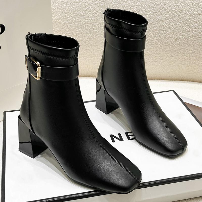 Fashion Aphixta 7cm High Heel Black Modern Boots Warm Lining Ankle Boots Women Winter Snow Boot Zip Shoes botas mujer botines Big Size42