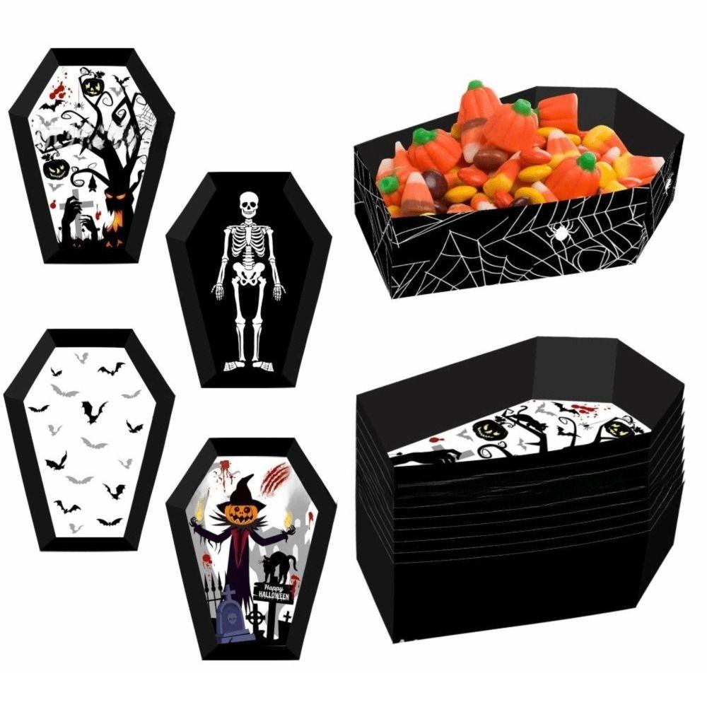 DIY Halloween Food Trays Paper Halloween Popcorn Boxes Food Serving Snack Tray  Trick-or-Treat