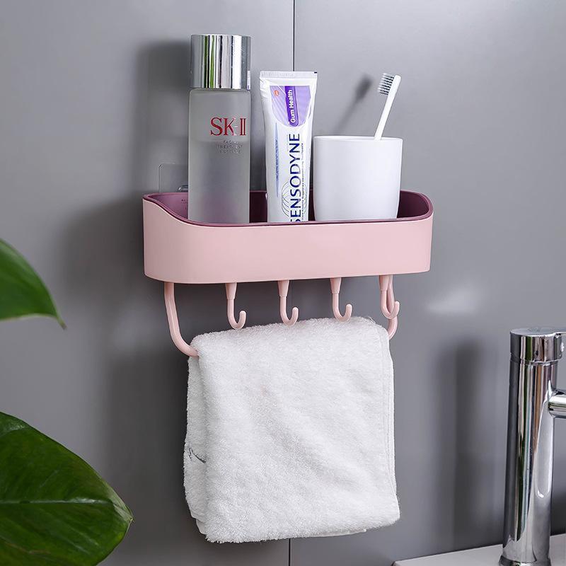 

Homlly Wall Mount Shower Basket Kitchen Storage Holder рожевий