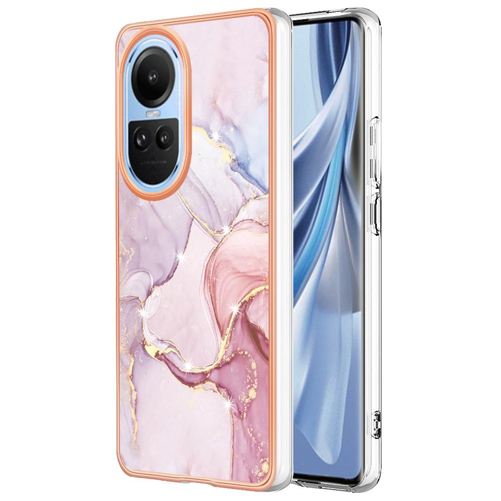 For Oppo Reno10 5G (Global) TPU Case with IMD Marble Pattern Electroplated Back Cover
