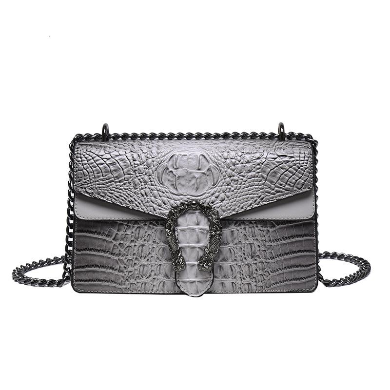 Bags Women's Bag 2025 New High-End Chain Crossbody Shoulder Bag European and American Retro Crocodile Pattern Small Square Bag
